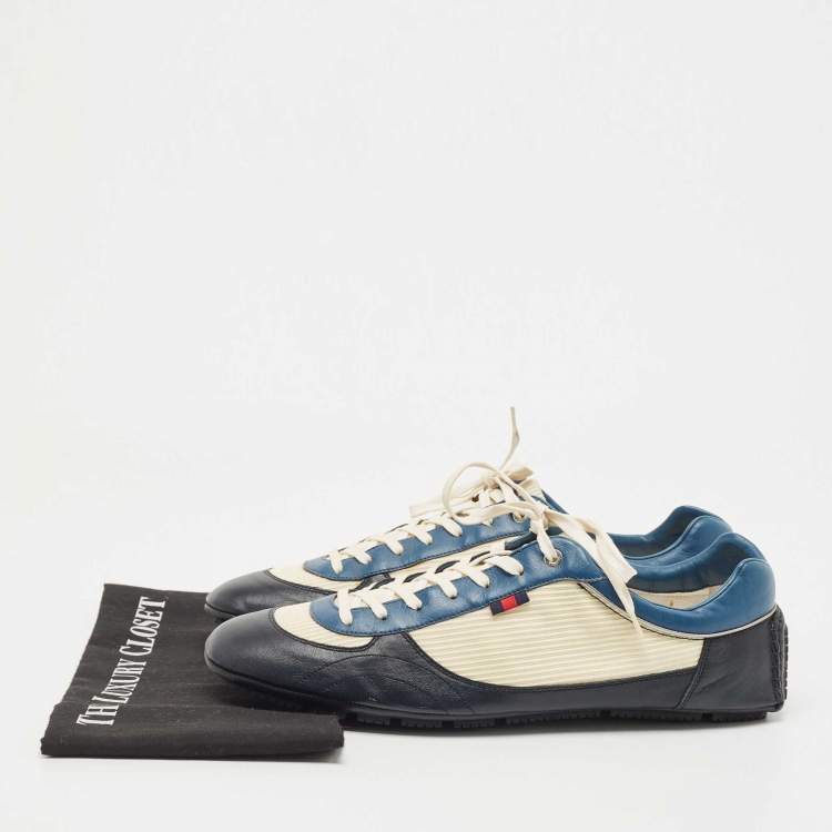 Pre Owned Gucci Multicolor Leather and Fabric Lace Up Sneakers Size 45.5