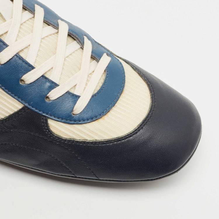 Pre Owned Gucci Multicolor Leather and Fabric Lace Up Sneakers Size 45.5