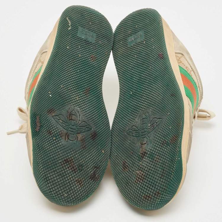 Pre Owned Gucci Canvas and Leather Screener Low Top Sneakers Size 42