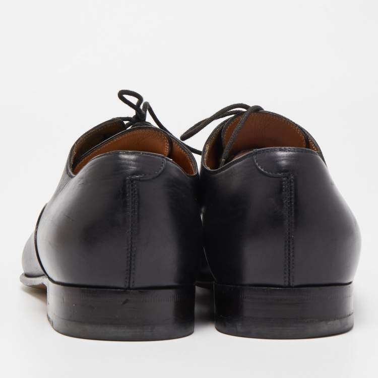 Pre Owned Gucci Black Leather Lace Up Oxfords Size 43 