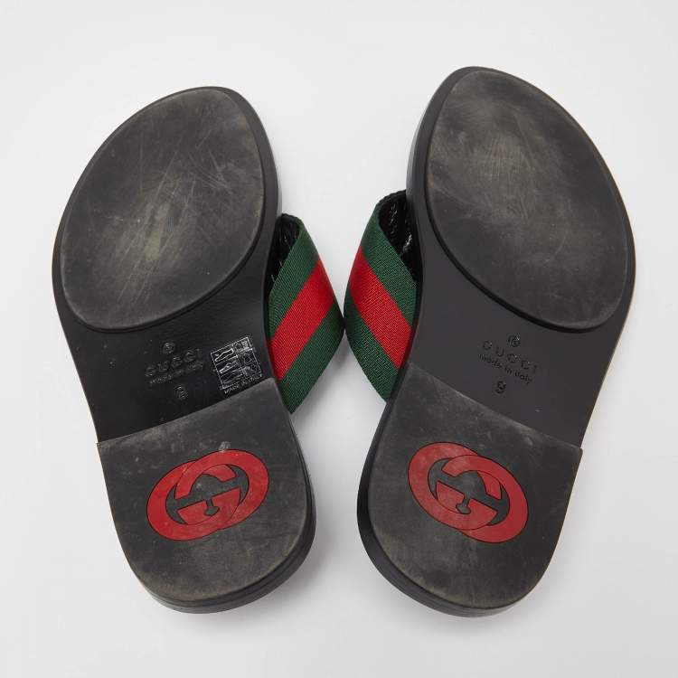 Pre Owned Gucci Black Leather GG Thong Slipper Sandals Size 43