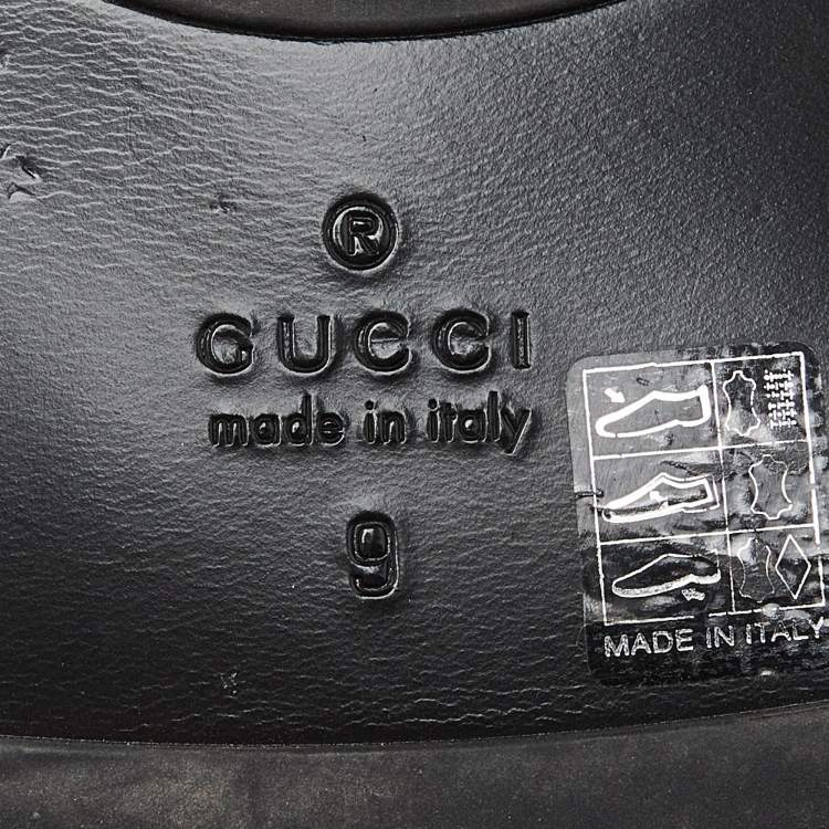 Pre Owned Gucci Black Leather GG Thong Slipper Sandals Size 43