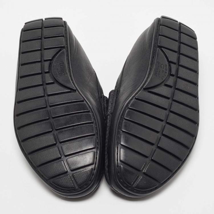 Pre Owned Gucci Black Microguccissima Leather Slip On Loafers Size 40.5 