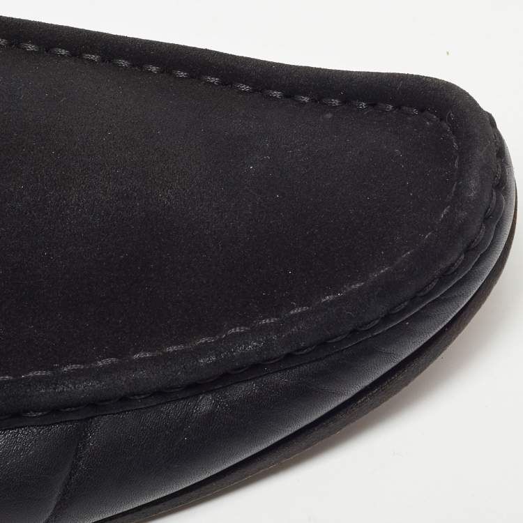 Pre Owned Gucci Black Leather and Suede Hysteria Penny Loafers Size 43