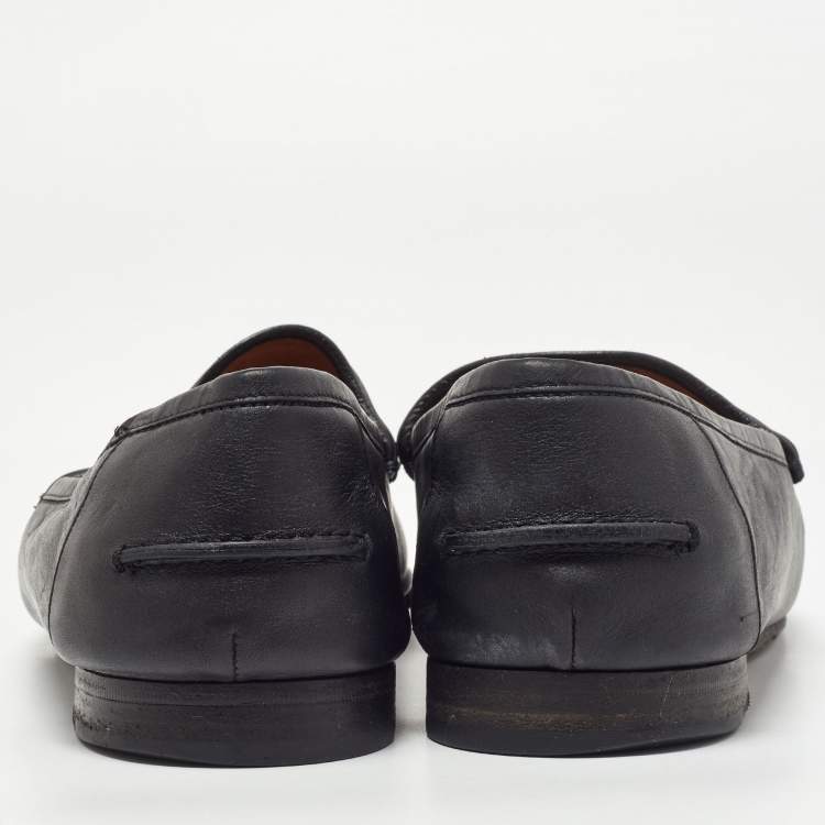 Pre Owned Gucci Black Leather and Suede Hysteria Penny Loafers Size 43