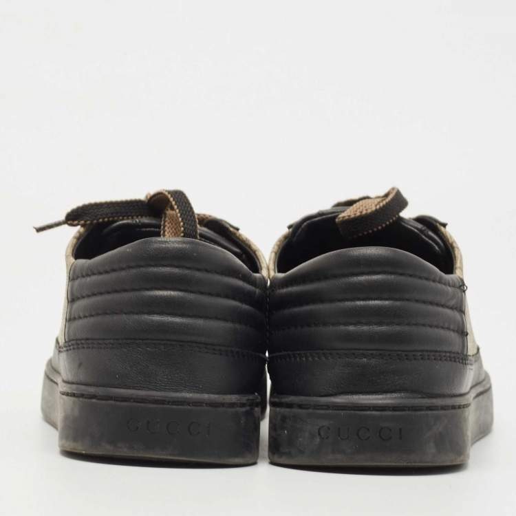 Pre Owned Gucci Beige/Black GG Supreme Canvas And Leather Sneakers Size 40