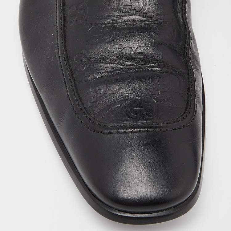 مملوكة مسبقًا Gucci Black Guccissima Leather Loafers Size 45