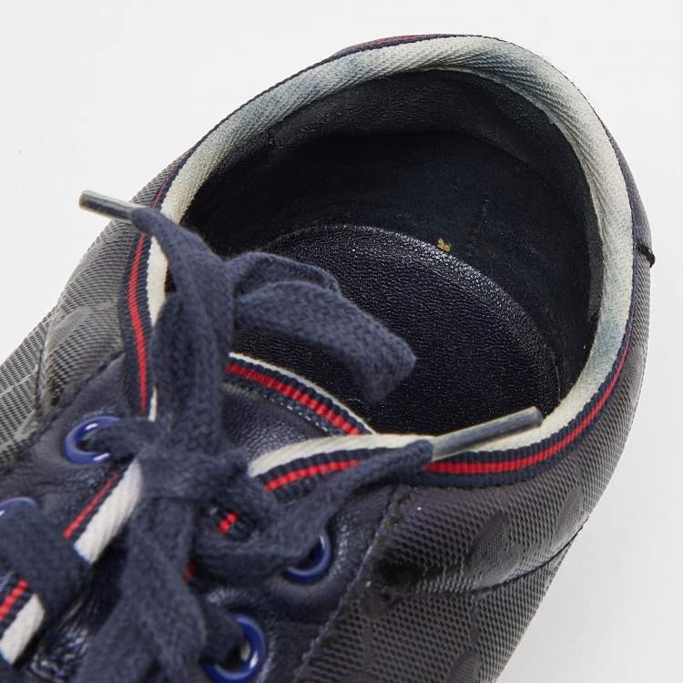 Pre Owned Gucci Blue GG Imprime Canvas and Leather Low Top Sneakers Size 42