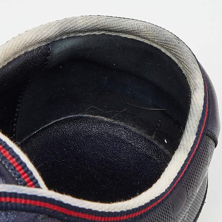 Pre Owned Gucci Blue GG Imprime Canvas and Leather Low Top Sneakers Size 42