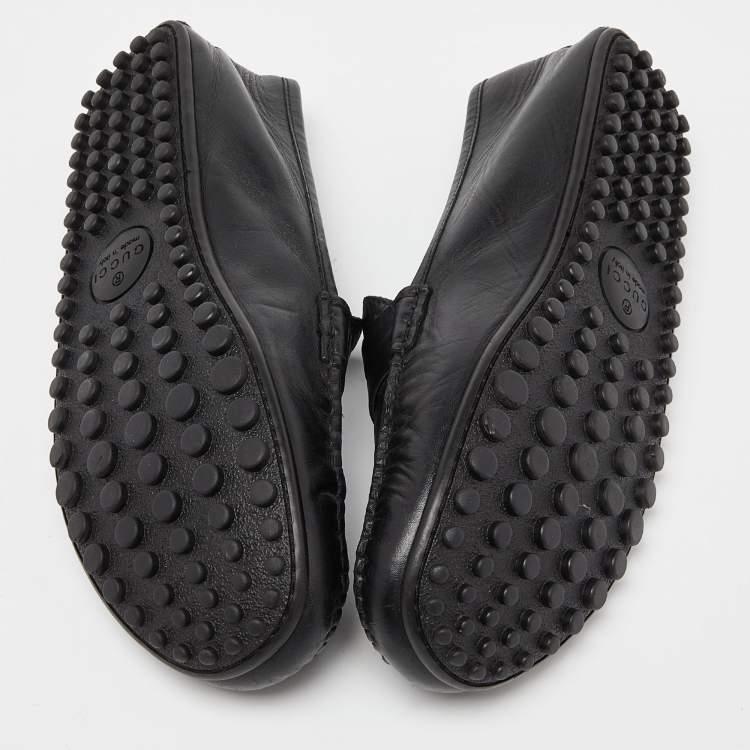 مملوكة مسبقًا Gucci Black Guccissima Leather Penny Loafers Size 44
