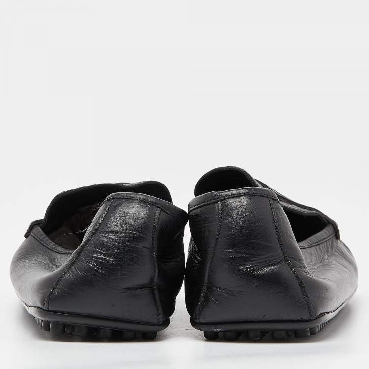 مملوكة مسبقًا Gucci Black Guccissima Leather Penny Loafers Size 44