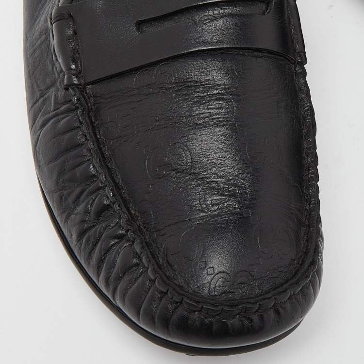 مملوكة مسبقًا Gucci Black Guccissima Leather Penny Loafers Size 44