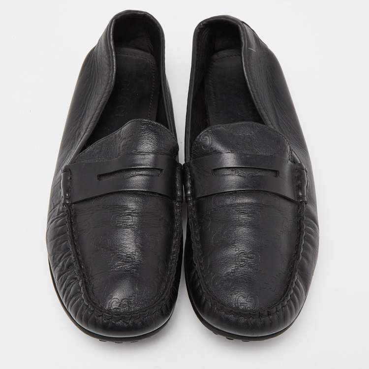 مملوكة مسبقًا Gucci Black Guccissima Leather Penny Loafers Size 44