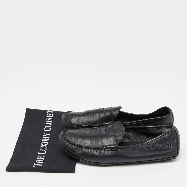 مملوكة مسبقًا Gucci Black Guccissima Leather Penny Loafers Size 44