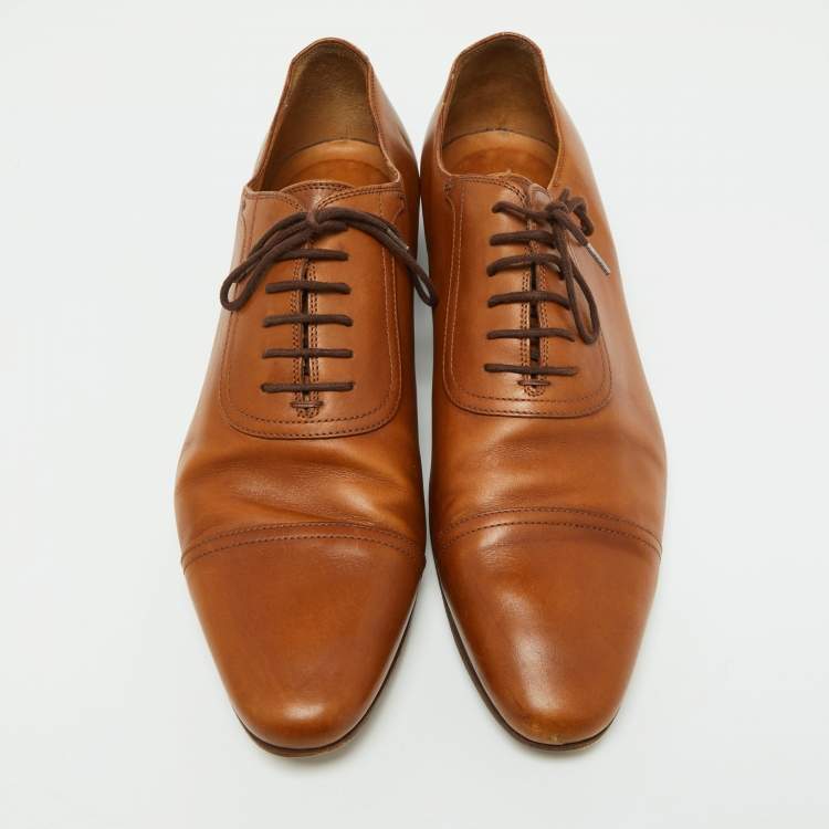 Pre Owned Gucci Brown Leather Oxfords Size 43 