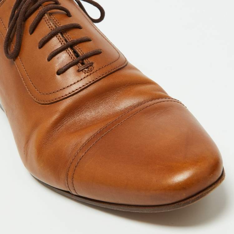 Pre Owned Gucci Brown Leather Oxfords Size 43 