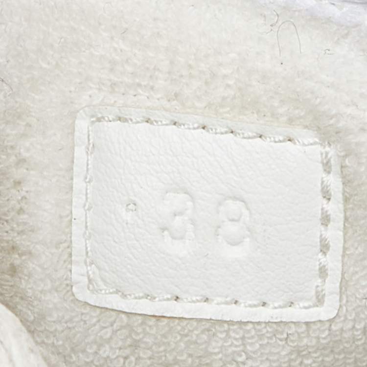 Pre Owned Gucci White/Red Leather and Mesh Rhyton Web Sneakers Size 38