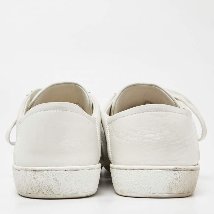 Pre Owned Gucci White Leather Ace Sneakers Size 45