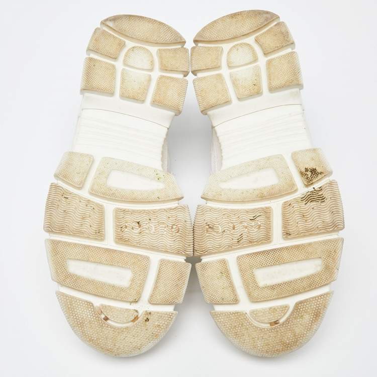 Pre Owned Gucci White/Grey Suede and Leather Flashtrek Chunky Sneakers Size 40