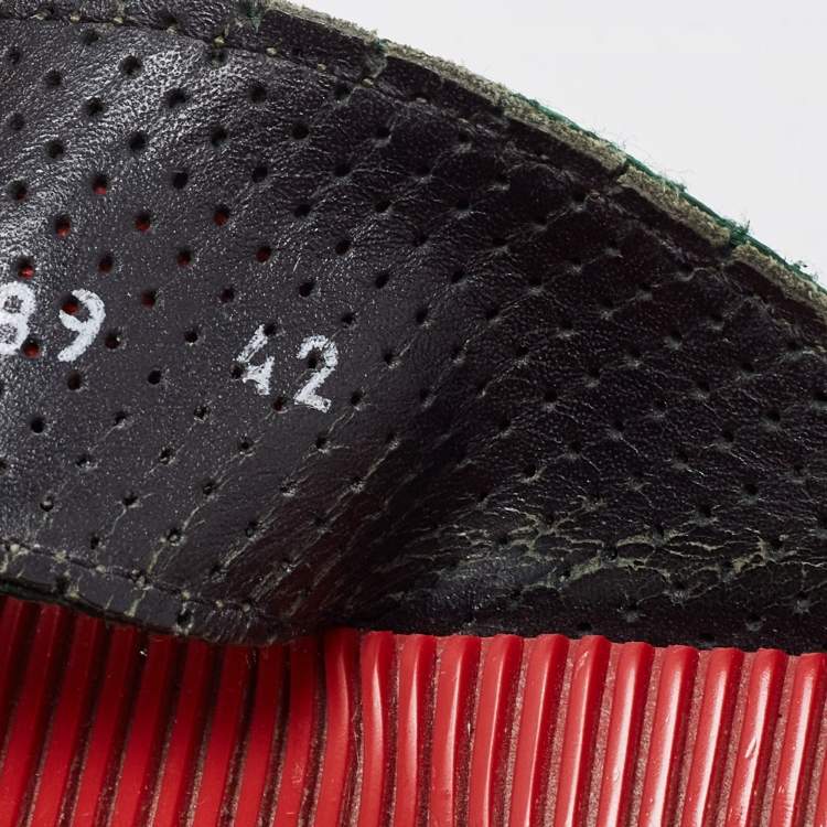 Pre Owned Gucci Red/Green Canvas Web Thong Slides Size 42