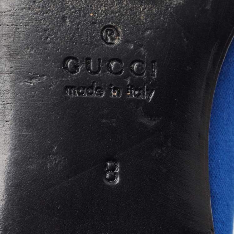 Pre Owned Gucci Blue Velvet Horsebit Slip On Loafers Size 42