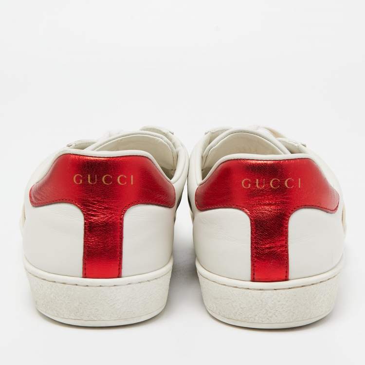 Pre Owned Gucci White Leather Ace Low Top Sneakers Size 42