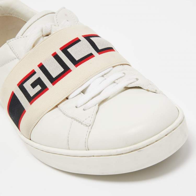 Pre Owned Gucci White Leather Ace Low Top Sneakers Size 42