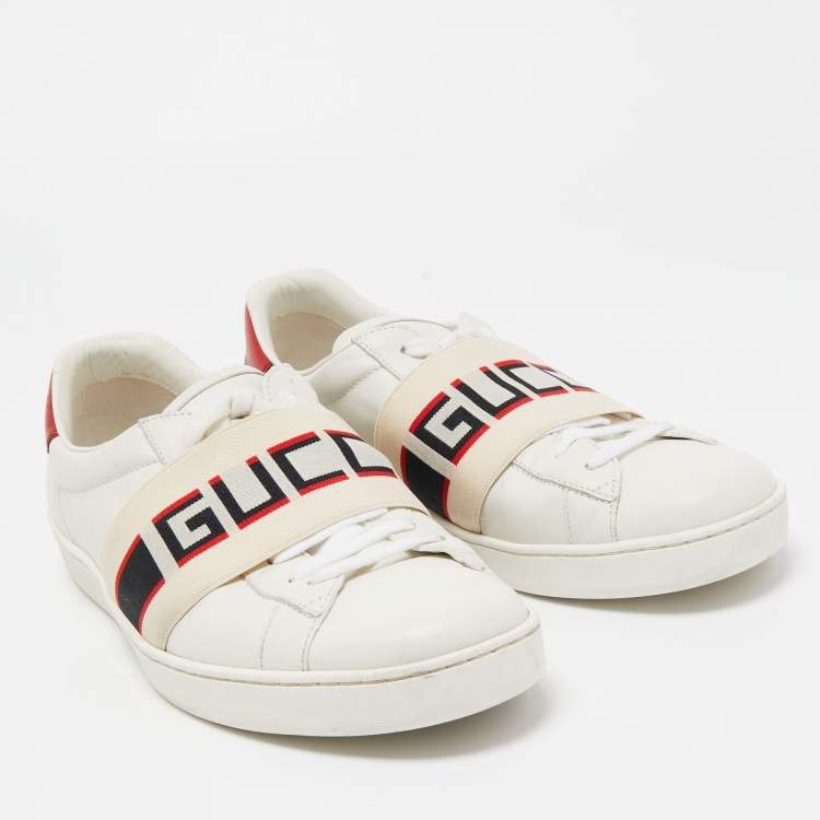 Pre Owned Gucci White Leather Ace Low Top Sneakers Size 42
