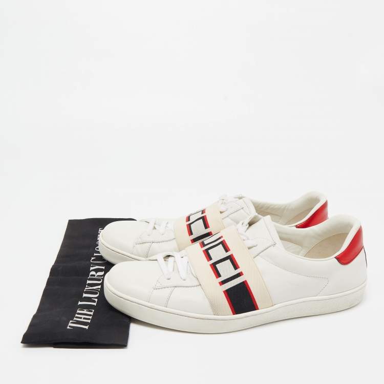 Pre Owned Gucci White Leather Ace Low Top Sneakers Size 42
