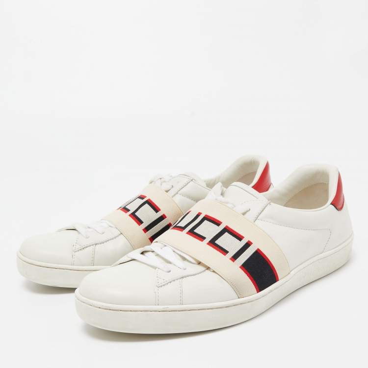Pre Owned Gucci White Leather Ace Low Top Sneakers Size 42