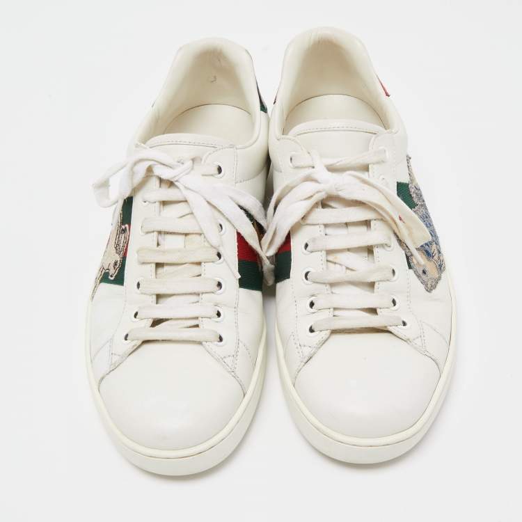 Pre Owned Gucci White Leather Ace Low Top Sneakers Size 41