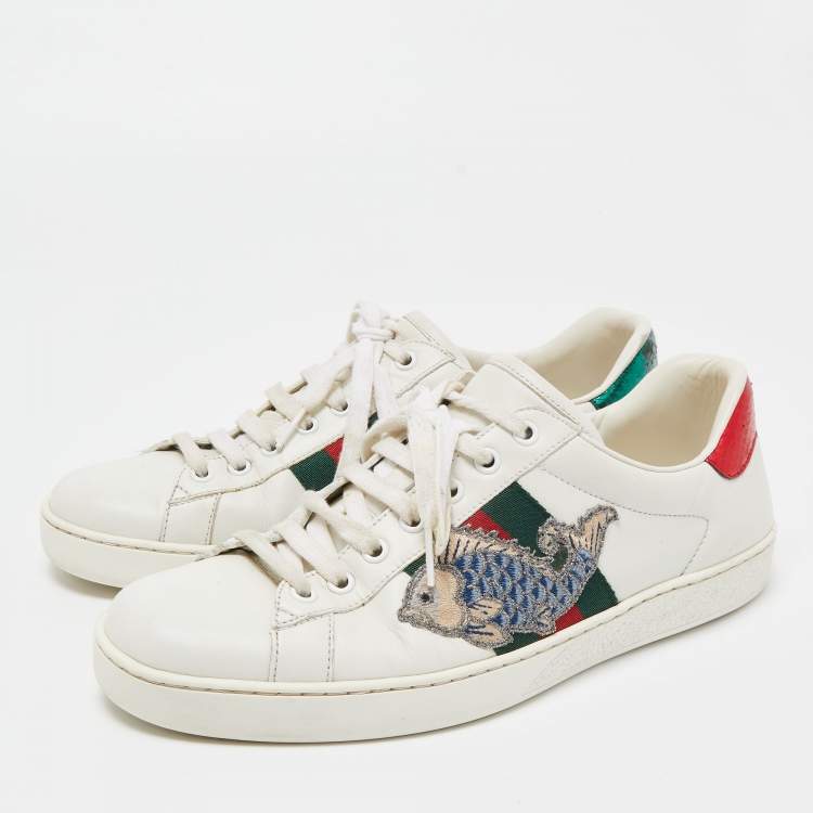 Pre Owned Gucci White Leather Ace Low Top Sneakers Size 41