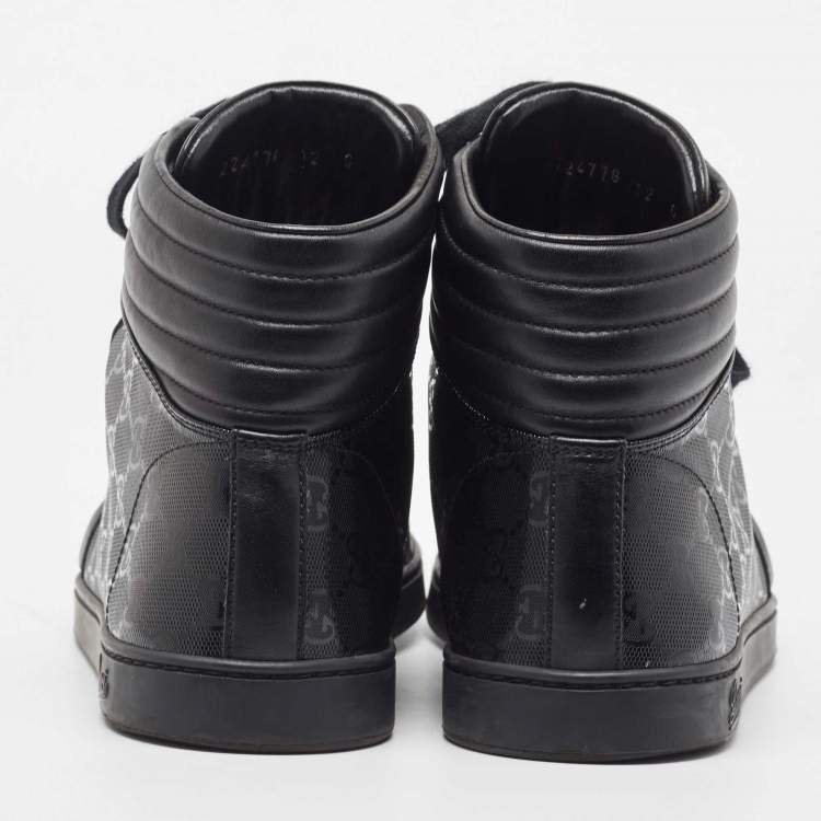 Pre Owned Gucci Black Leather Coda High Top Sneakers Size 46