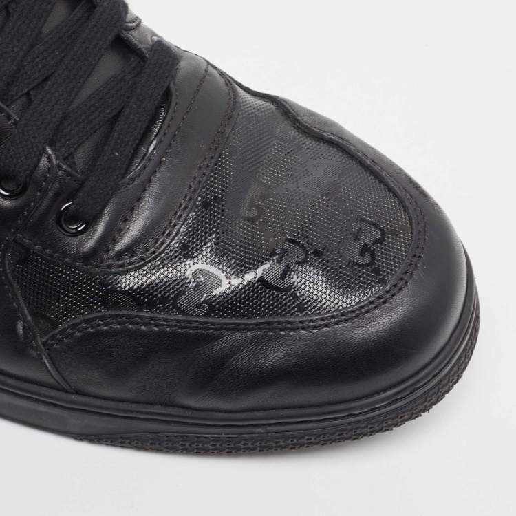 Pre Owned Gucci Black Leather Coda High Top Sneakers Size 46