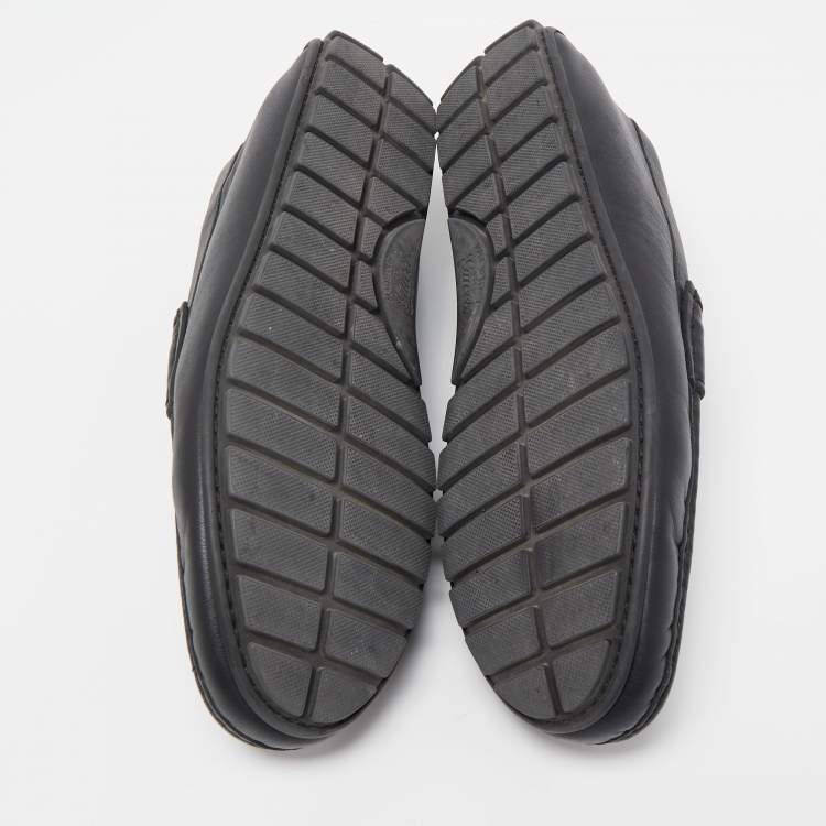 Pre Owned Gucci Black  Guccissima Leather Slip On Loafers Size 40