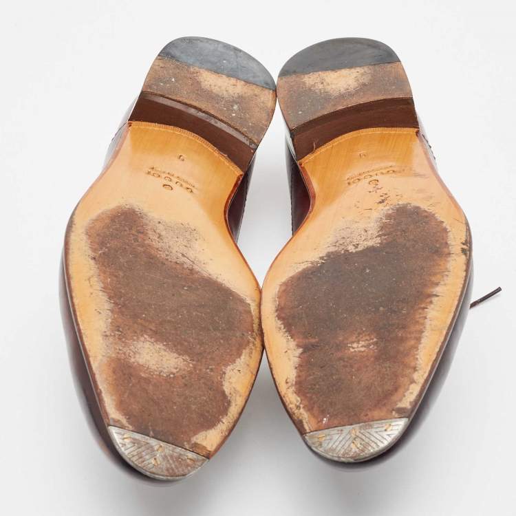 Pre Owned Gucci Brown Leather Lace Up Oxfords Size 43
