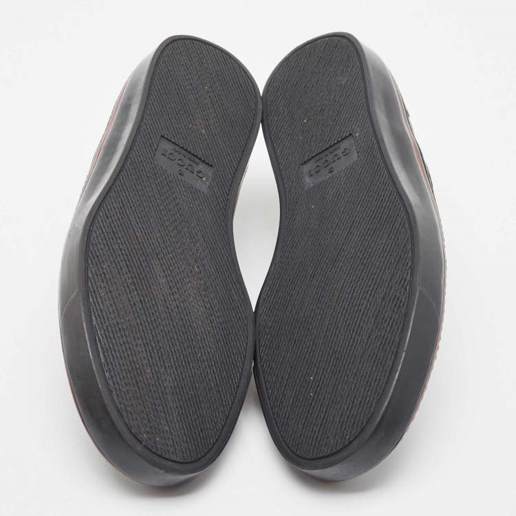 Pre Owned Gucci Black Guccissima Leather Slip On Sneakers Size 41