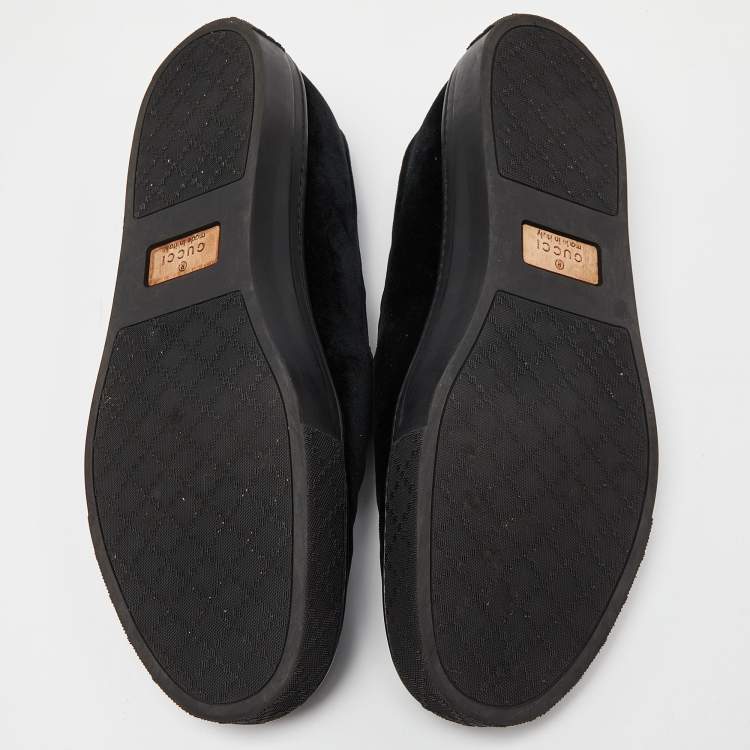 Pre Owned Gucci Black Velvet Slip On Sneakers Size 45