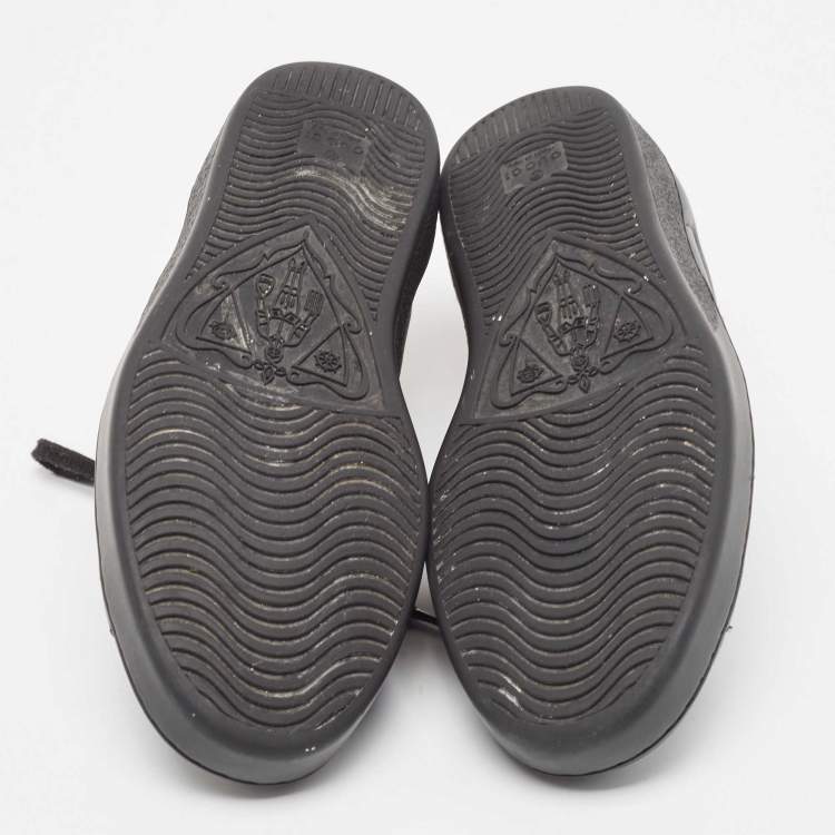 Pre Owned Gucci Black Leather Embroidered Bee Ace Sneakers Size 41.5