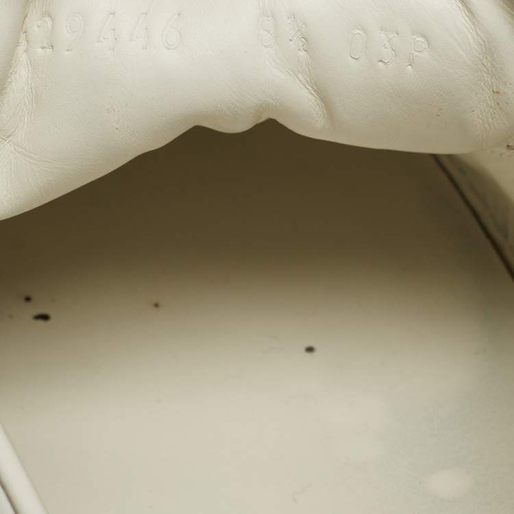 Pre Owned Gucci White Leather Embroidered Bee Ace Sneakers Size 42.5