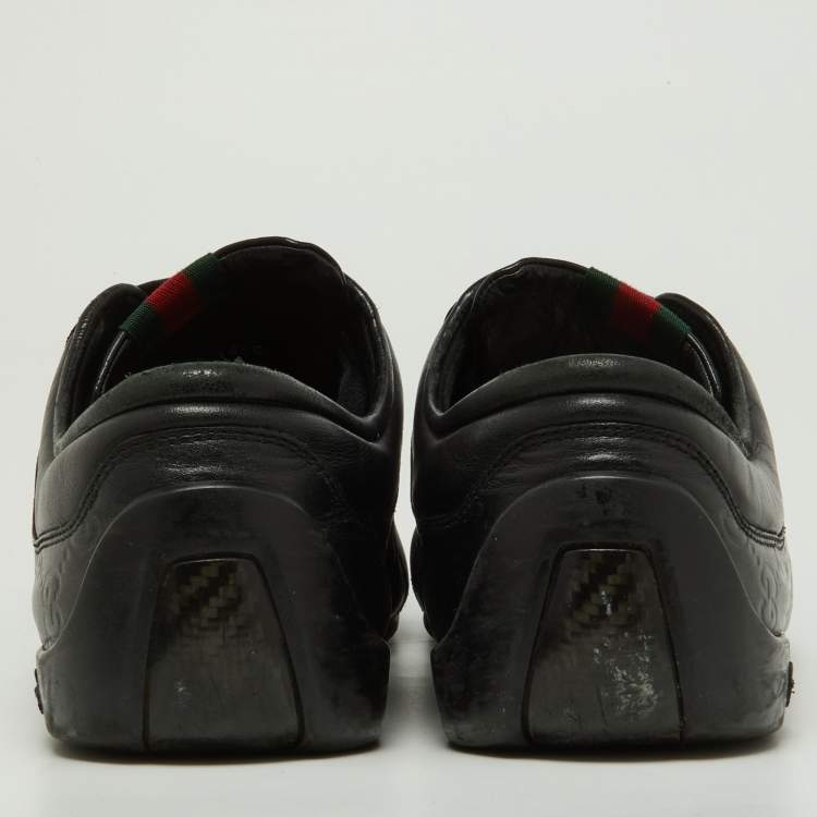Pre Owned Gucci Black Guccissima Leather Low Top Sneakers Size 44.5 