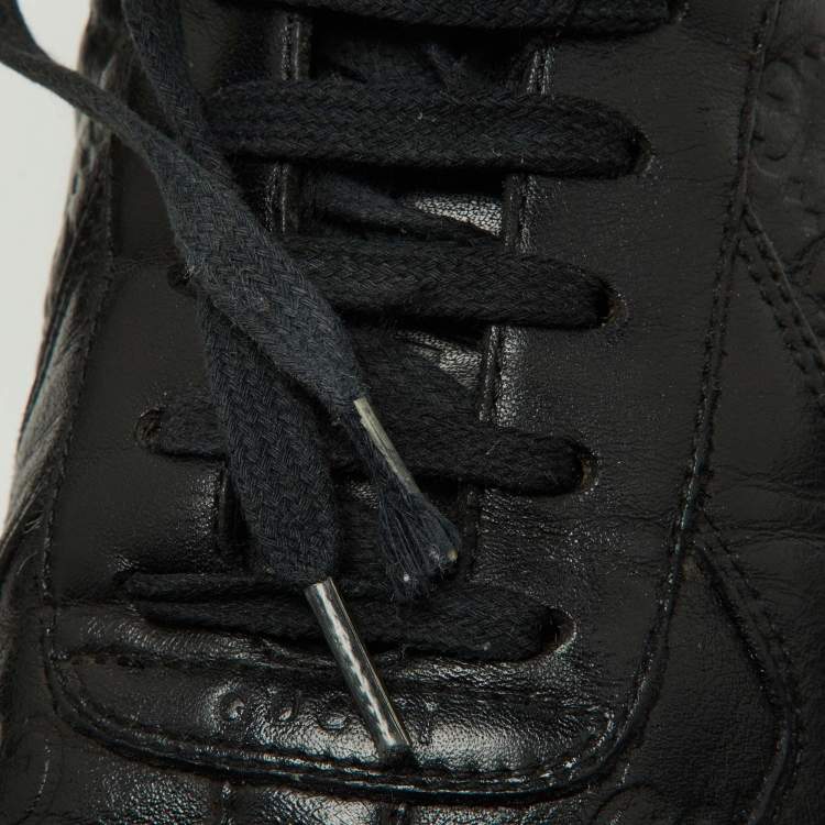 Pre Owned Gucci Black Guccissima Leather Low Top Sneakers Size 44.5 