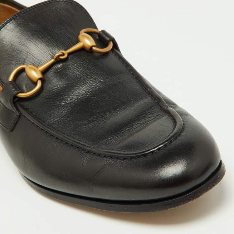 Pre Owned Gucci Black Leather Jordaan Loafers Size 40
