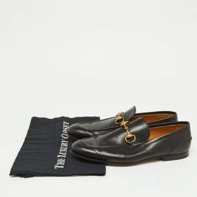 Pre Owned Gucci Black Leather Jordaan Loafers Size 40