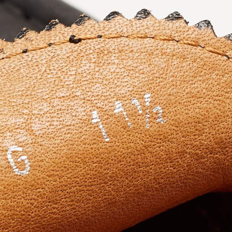 Pre Owned Gucci Navy Blue Leather Web Trim Loafers Size 45.5