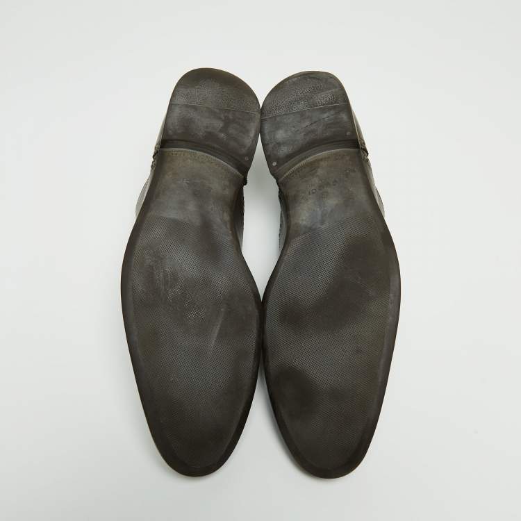Pre Owned Gucci Brown Leather Brogue Oxfords Size 45.5