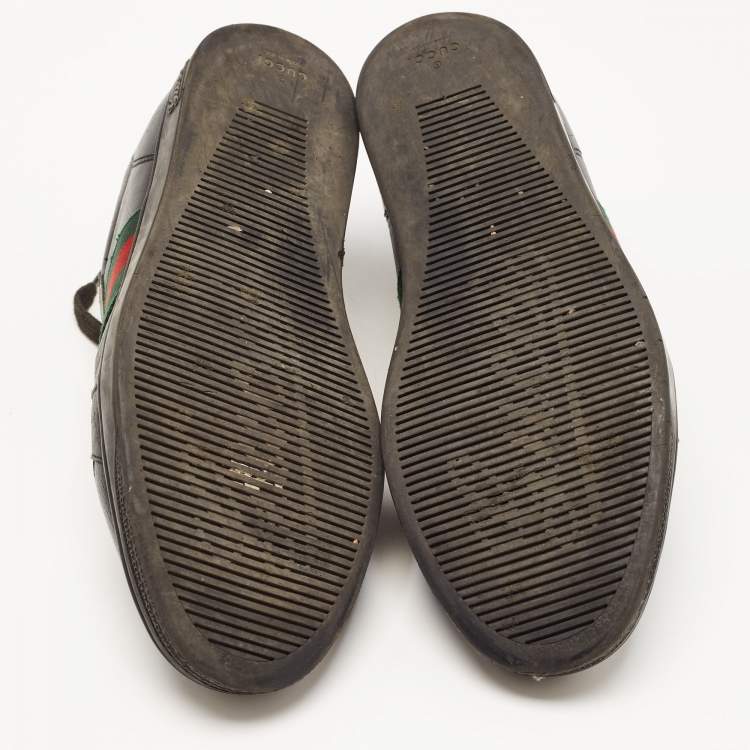 Pre Owned Gucci Black Leather Low Top Sneakers Size 41
