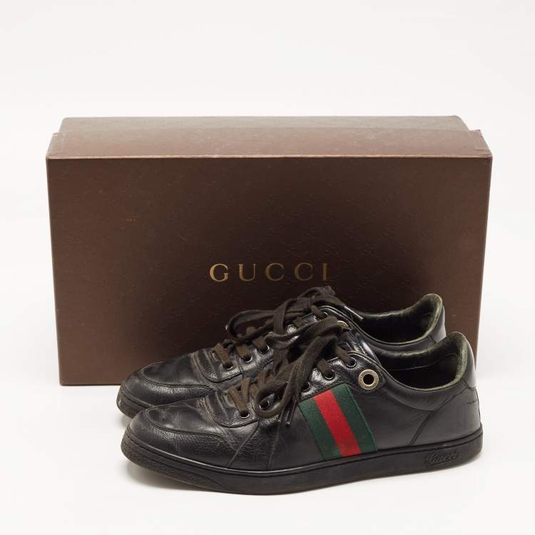 Pre Owned Gucci Black Leather Low Top Sneakers Size 41