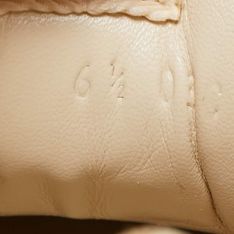 Pre Owned Gucci Cream Leather Rhyton Low Top Sneakers Size 40.5