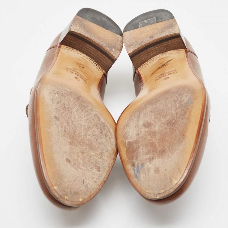 مملوكة مسبقًا Gucci Brown Leather Brixton Loafers Size 41.5